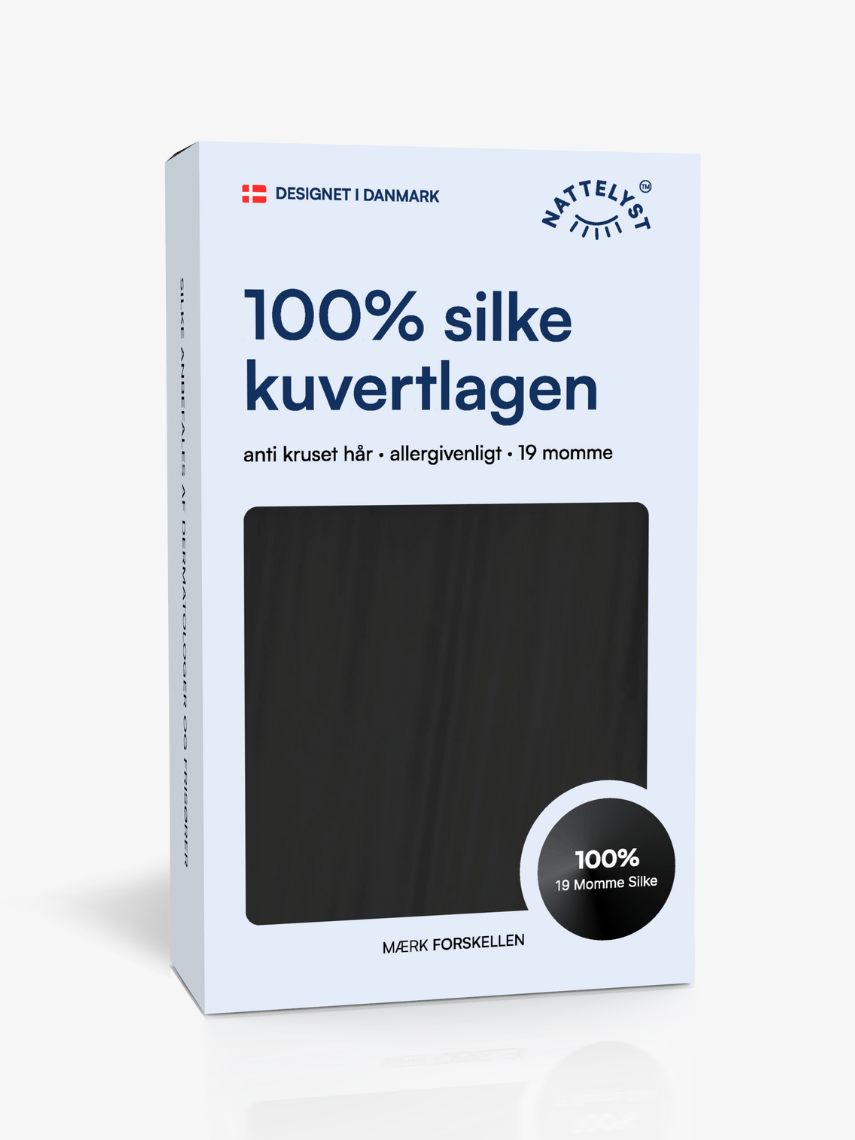 Svart kuvertlaken i 100 prosent morbærsilke