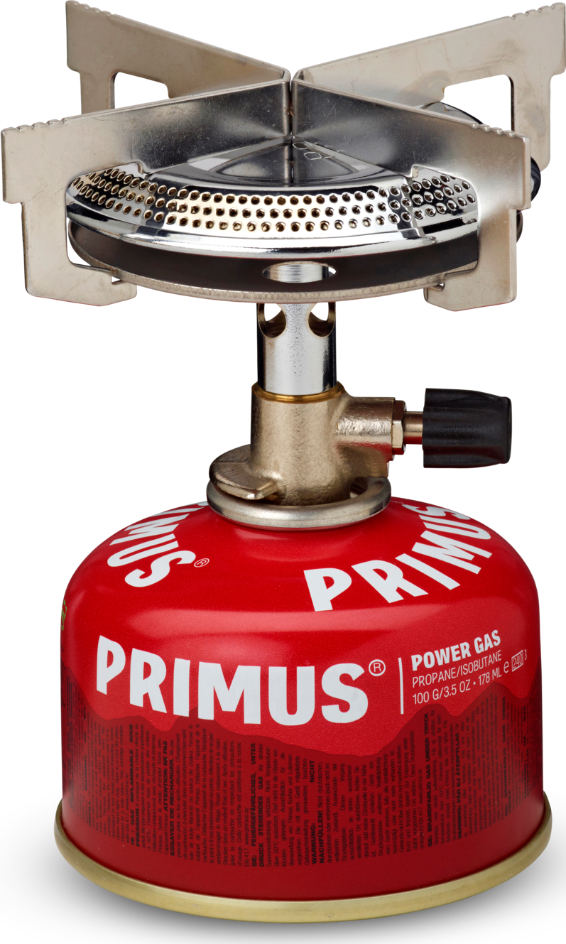 Primus Mimer gassbrenner i rustfritt stål på hvit bakgrunn