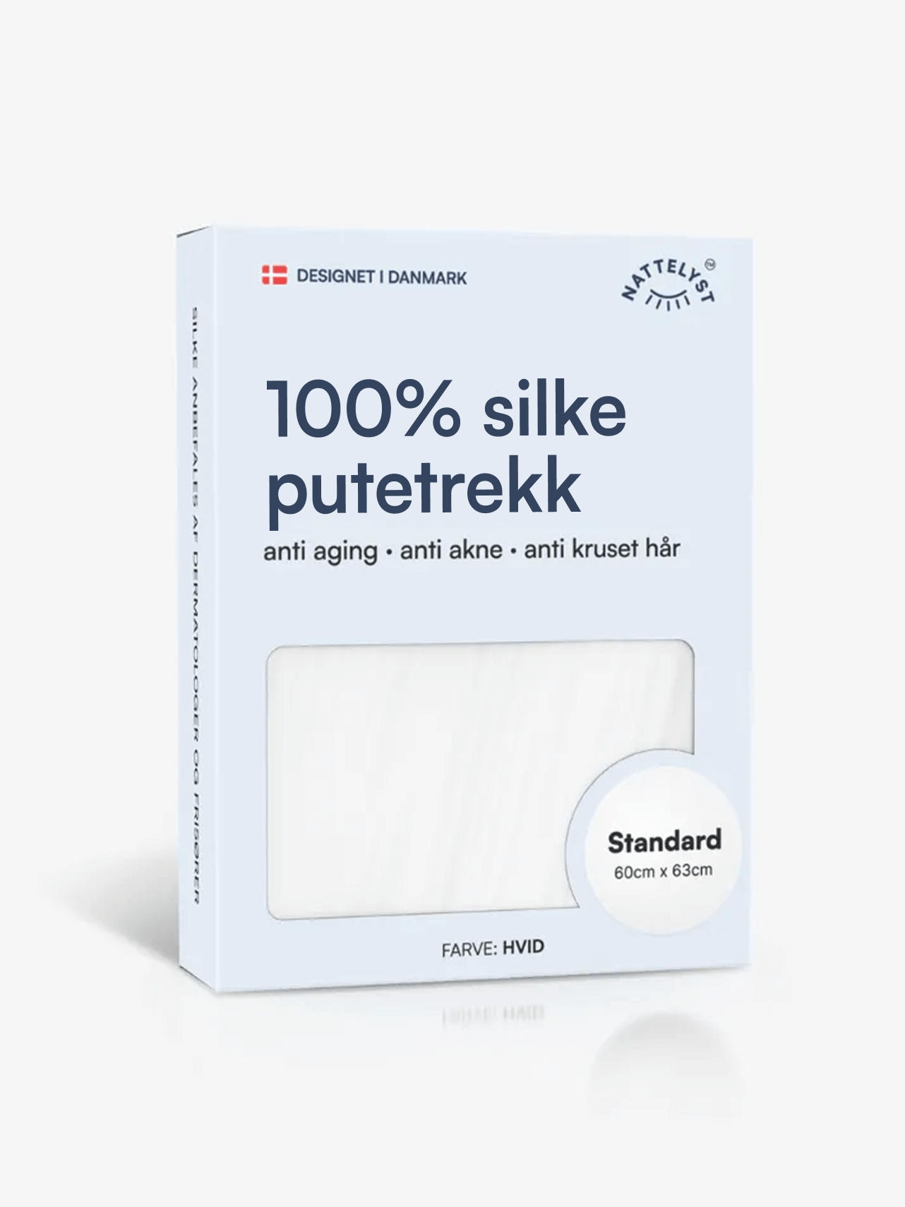 Hvitt putetrekk i 100 prosent morbærsilke