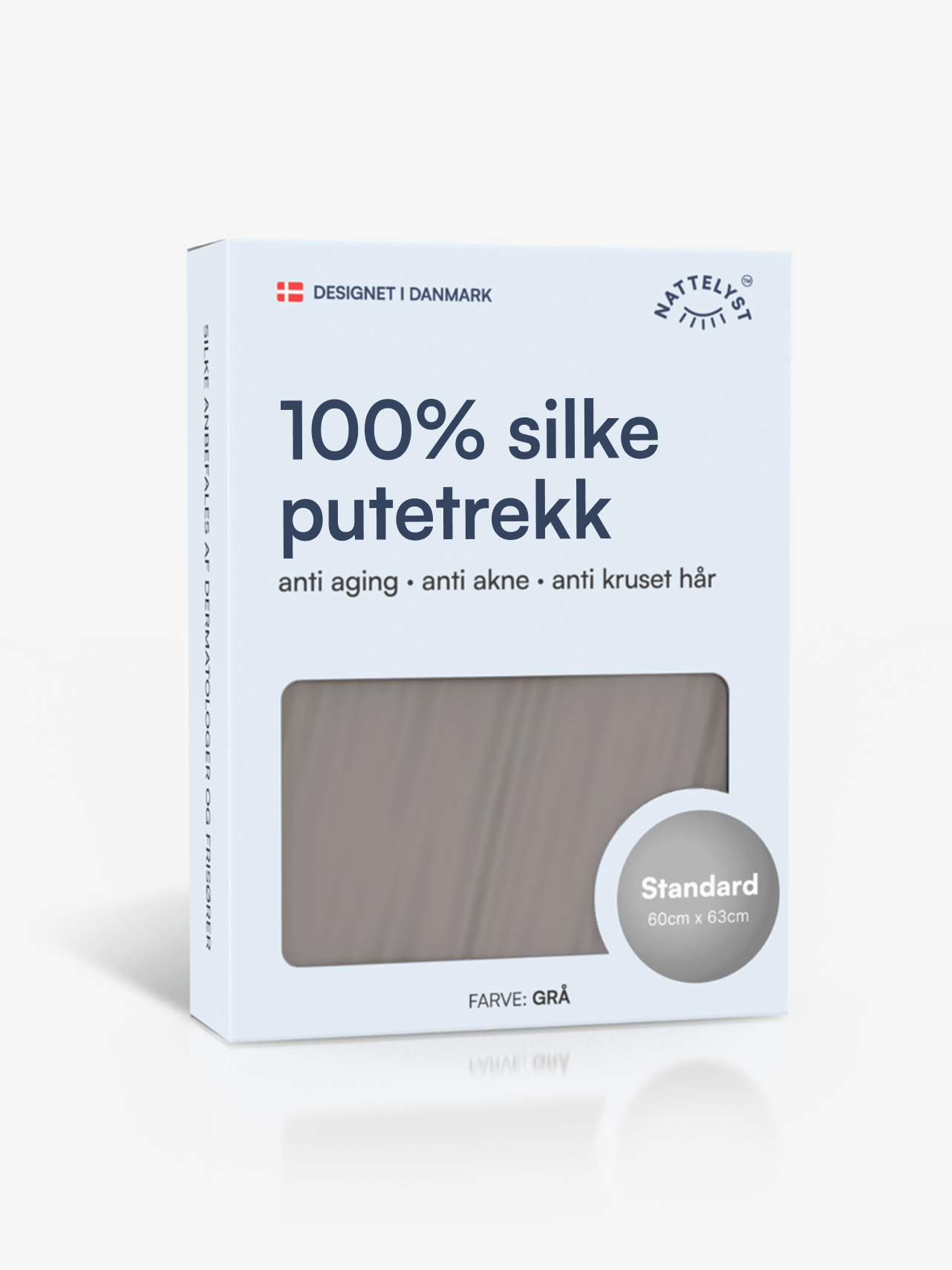 Lysegrått putetrekk i 100 prosent morbærsilke