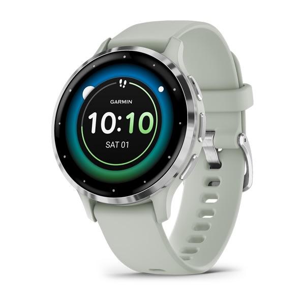 Garmin Venu 3S 41mm i elfenben og soft gold med AMOLED-skjerm, sett forfra