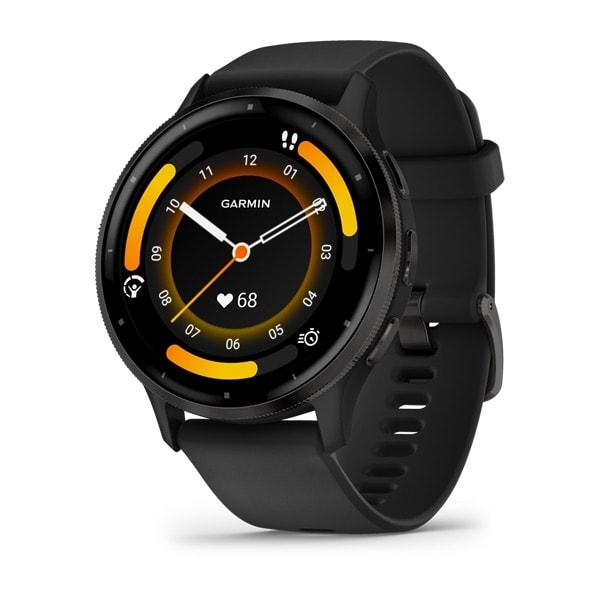 Garmin Venu 3 45mm smartklokke i slate/svart fargekombo med AMOLED-skjerm sett forfra