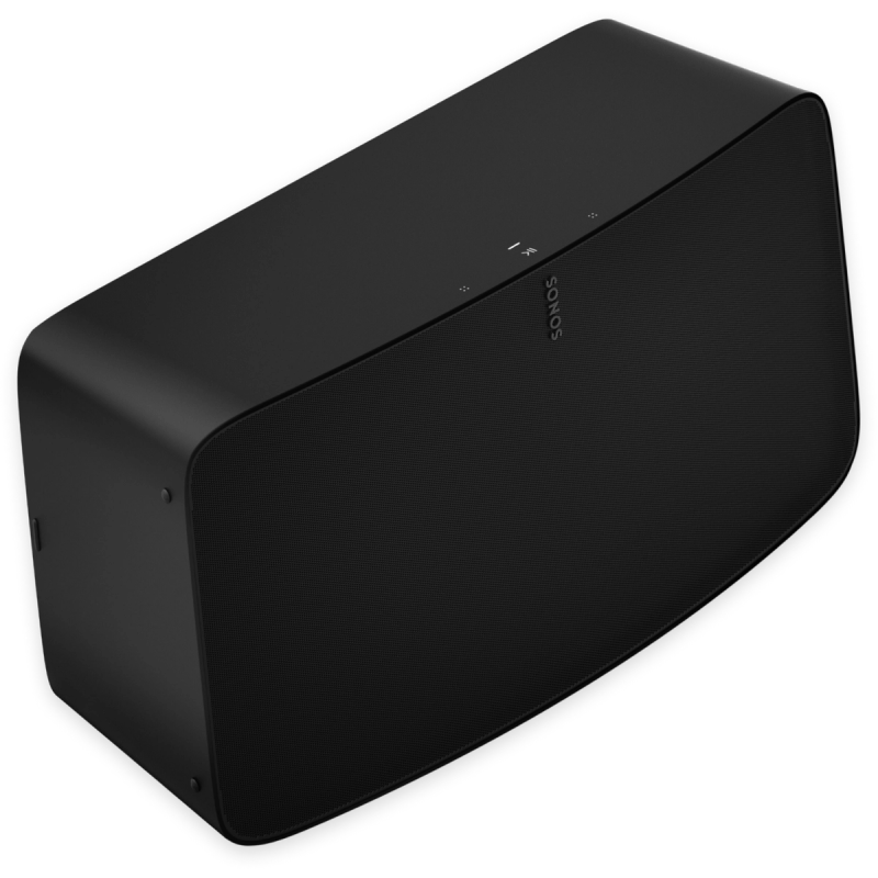 Sonos Five stor trådløs hi-fi høyttaler i svart farge sett skrått forfra