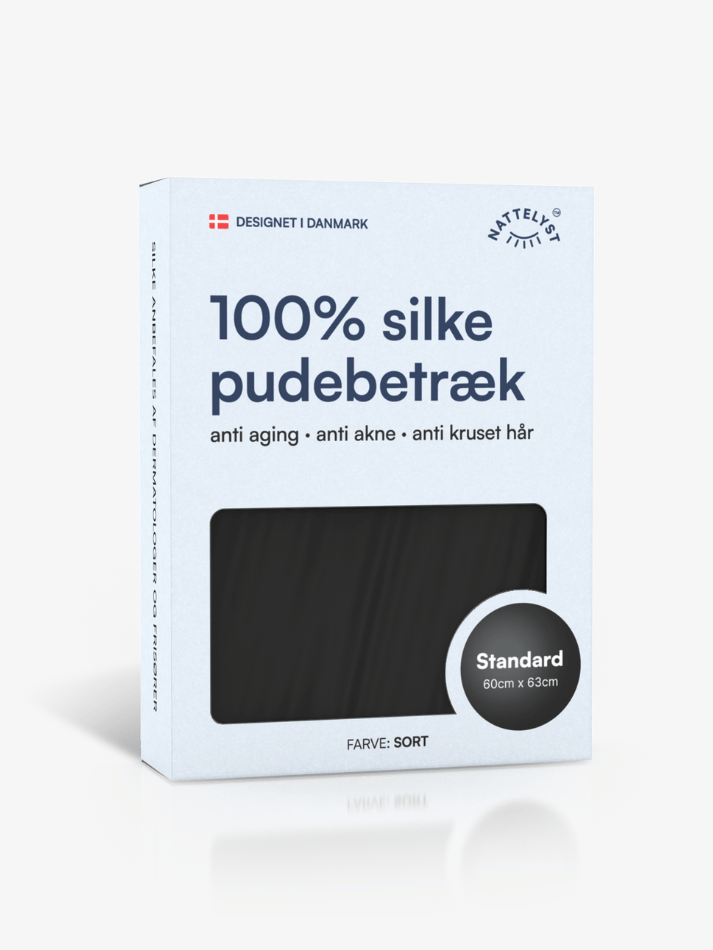 Svart putetrekk i 100 prosent morbærsilke