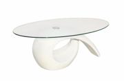 VidaXL Salong- og glassbord med oval glassflate høyglans hvit