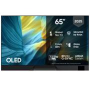 Samsung S95F 65 tommer QD-OLED TV sett forfra mot hvit bakgrunn