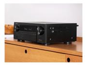 Denon AVR-X1800H AV-receiver i svart, sett forfra med display og knapper