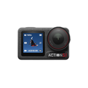 DJI Osmo Action 5 Pro actionkamera i sort med to skjermer synlig