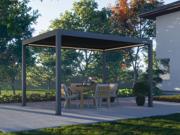 Pergolux Pergola 4 Pro motorisert lamellpergola i antrasitt, 3x4 m med LED-belysning