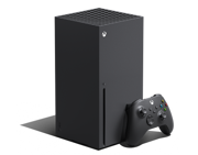 Xbox Series X 1TB konsoll i Carbon Black sett forfra på hvit bakgrunn